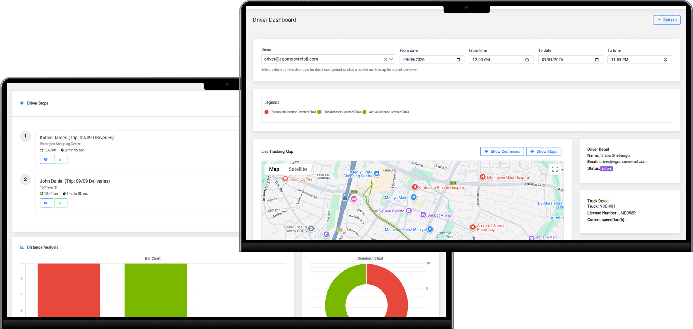 Driver using the Egomoov driver app
