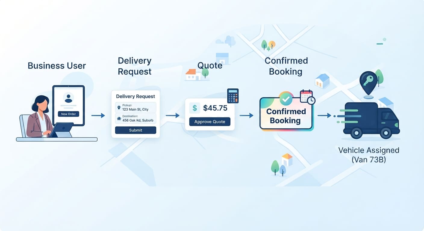 Customer requesting a delivery quote through the Egomoov app