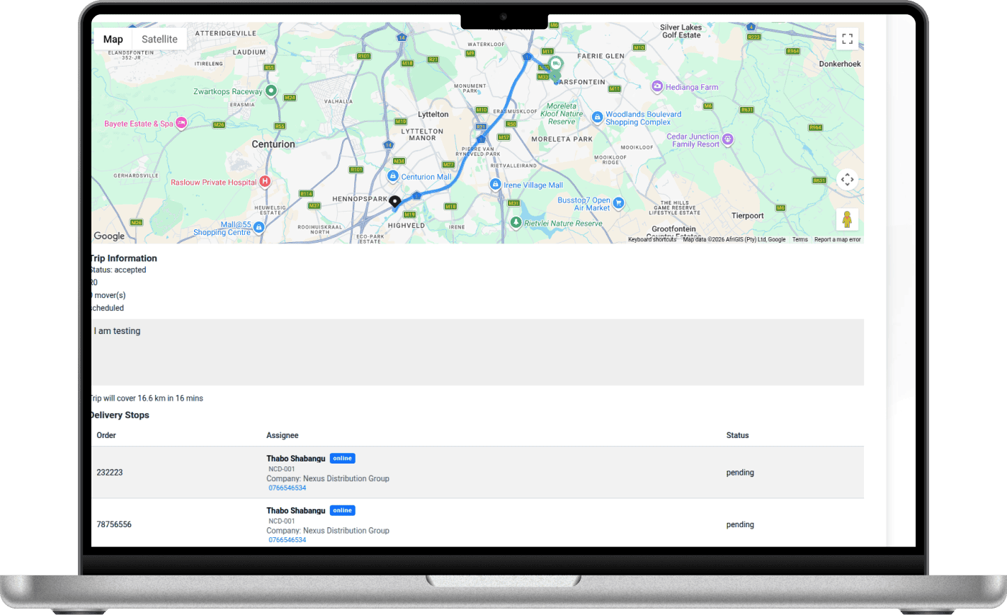 Egomoov real-time vehicle tracking dashboard